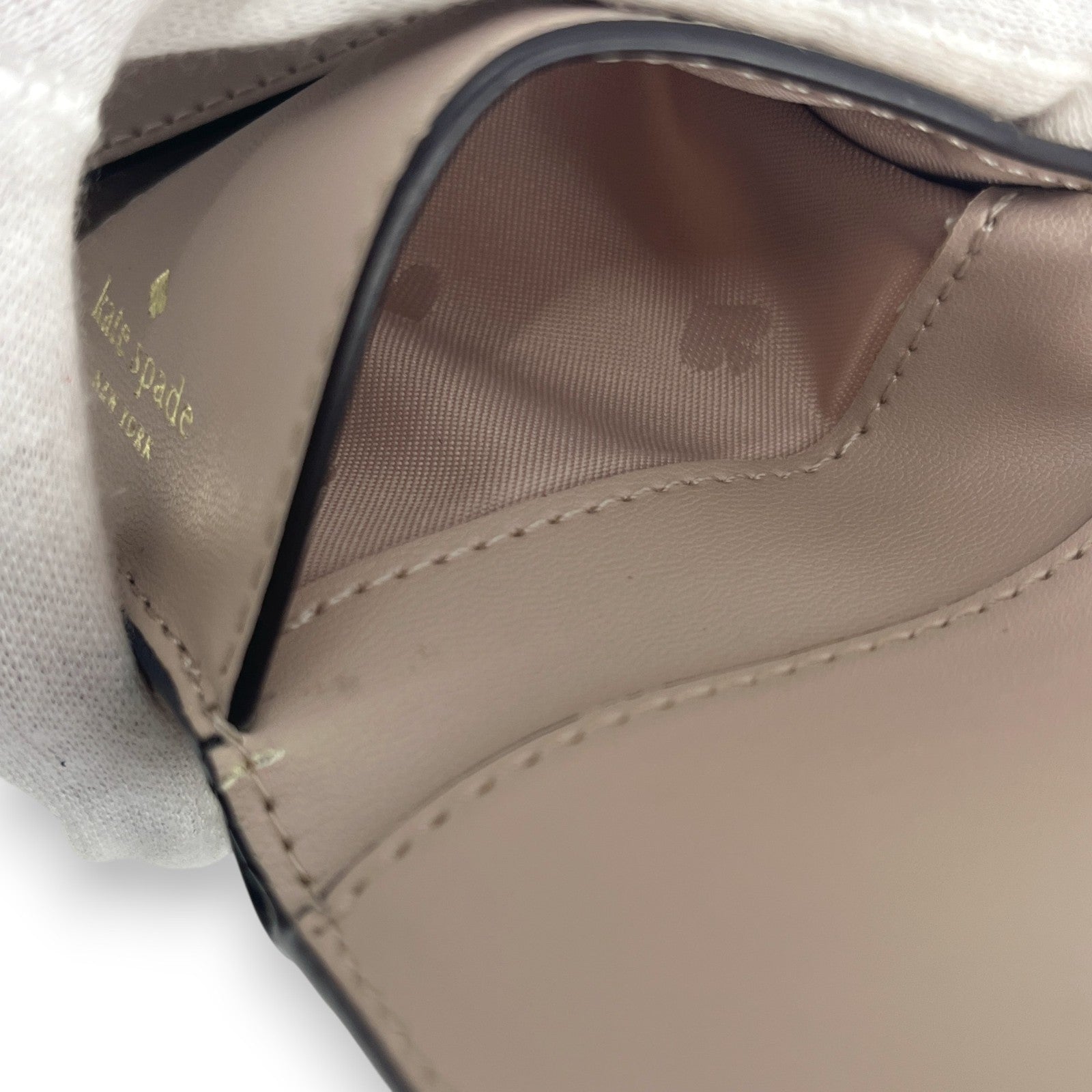 Kate Spade Off White Beige Leather Trifold Wallet Zip Coin Purse