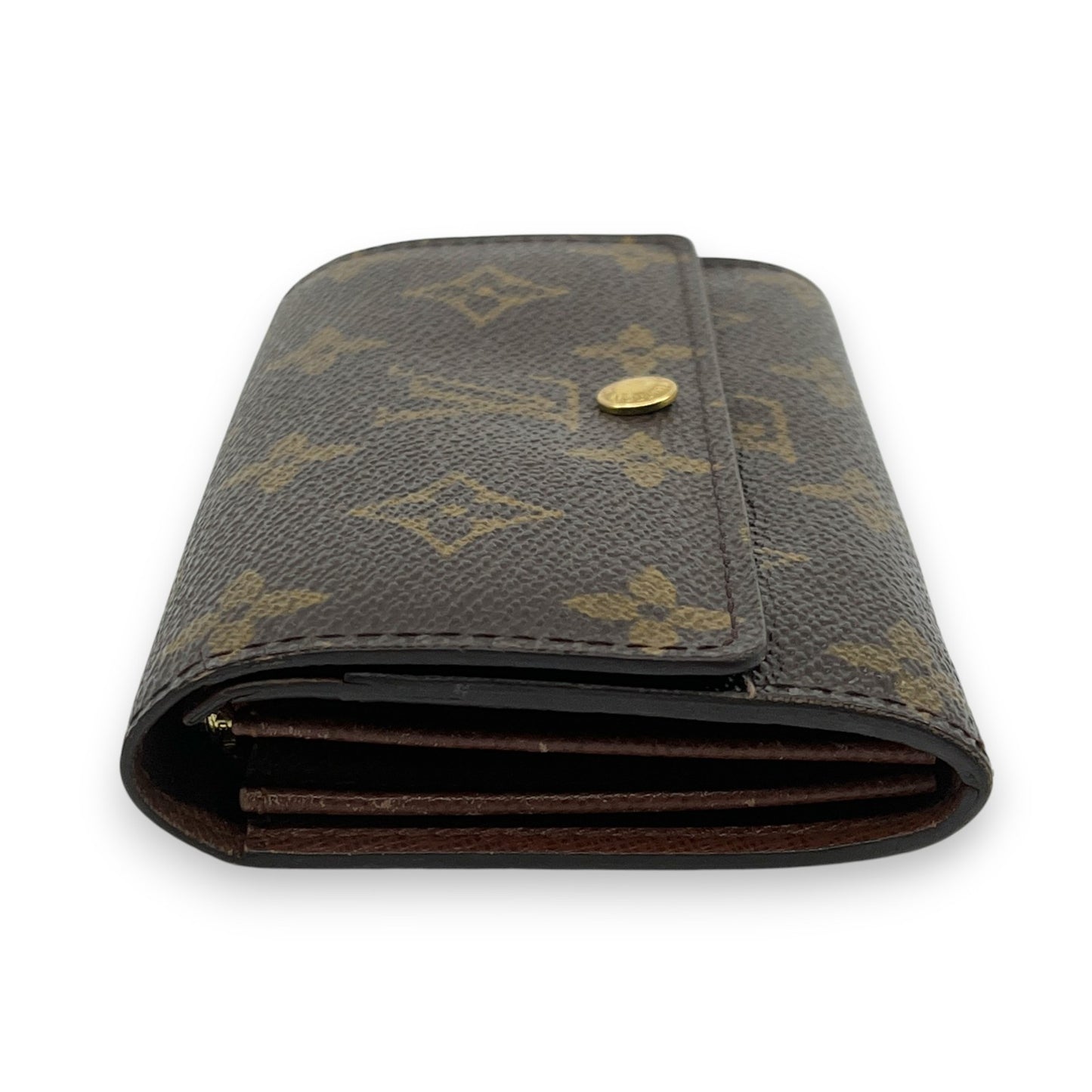 Louis Vuitton Monogram Porte Monnaie Zip Wallet Brown