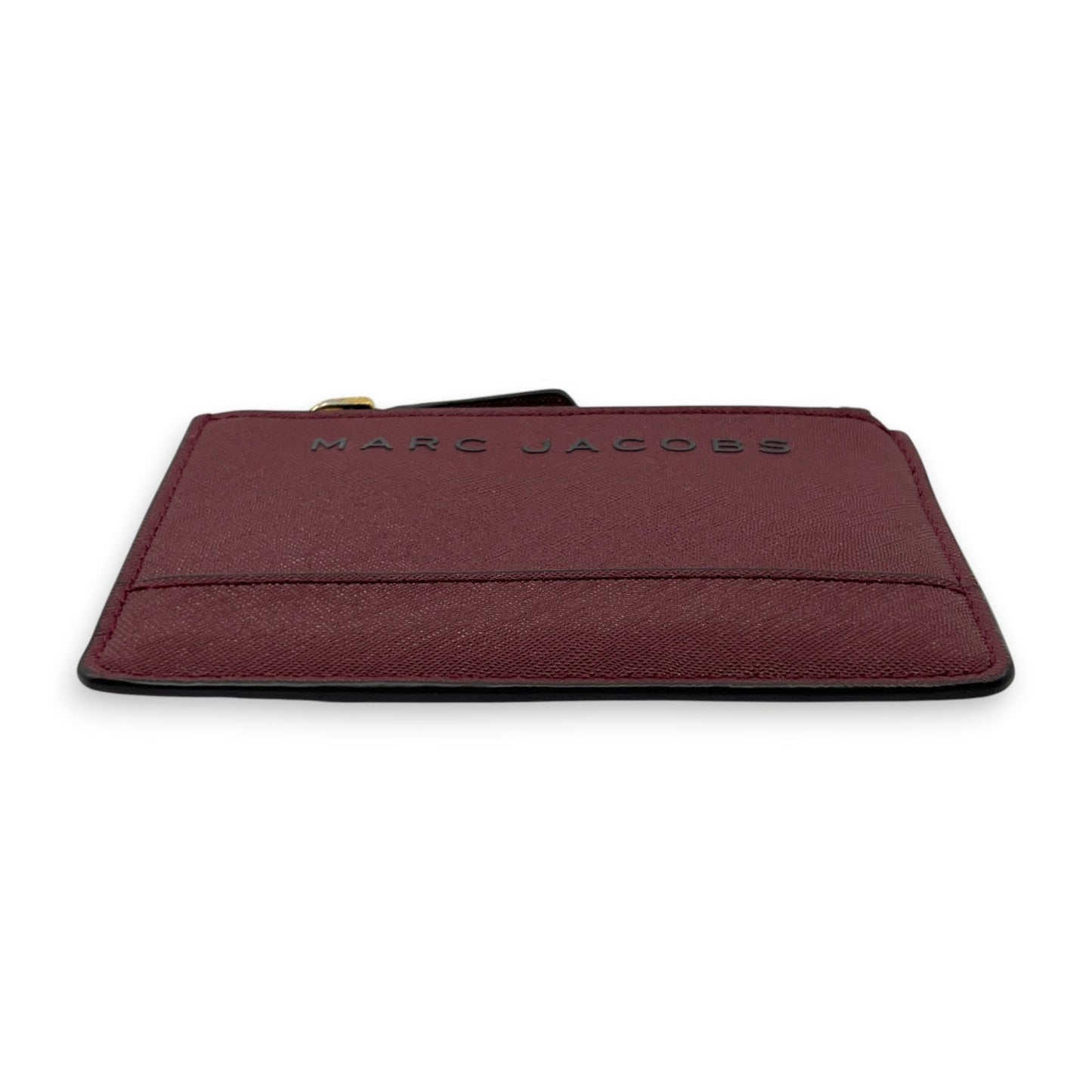 Marc Jacobs Burgundy Leather Zip Card Case with Key Ring and ID Window