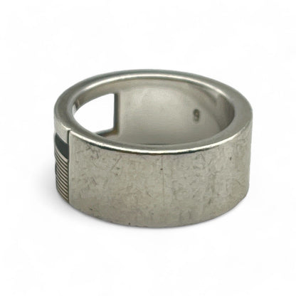 Gucci G Logo Ring Silver 925 Size 5 w/Box & Storage Bag