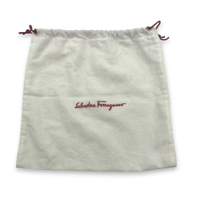 Salvatore Ferragamo Gancini Embossed Leather Mini Pouch Black  w/ Dust Bag