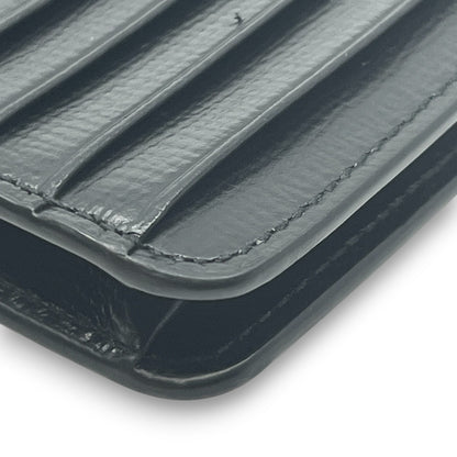 Bally Mandy Leather Chain Card Wallet Black with Box and Dust Cloth