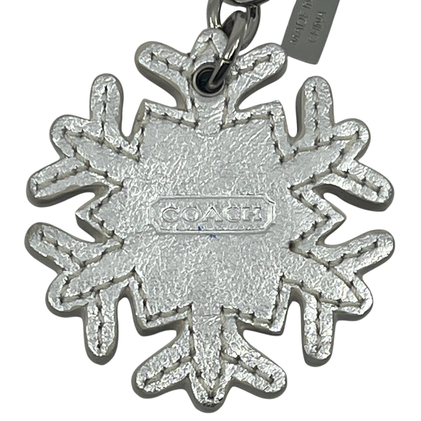 Coach Snowflake Keychain Bag Charm in Silver with Rhinestone