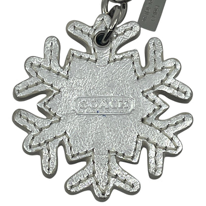 Coach Snowflake Keychain Bag Charm in Silver with Rhinestone