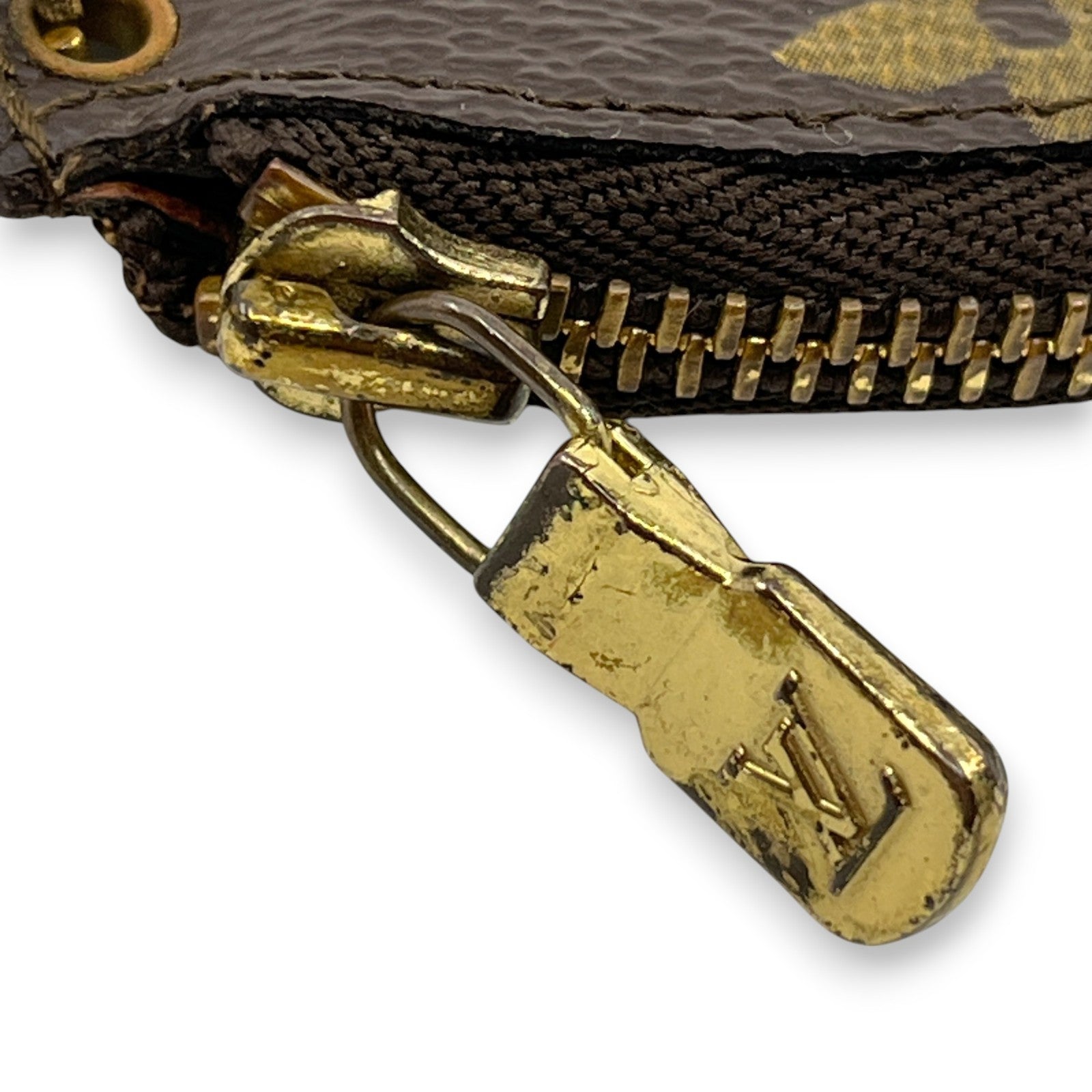 Louis Vuitton Monogram Pochette Cles Vintage Coin Pouch with Large LV Logo