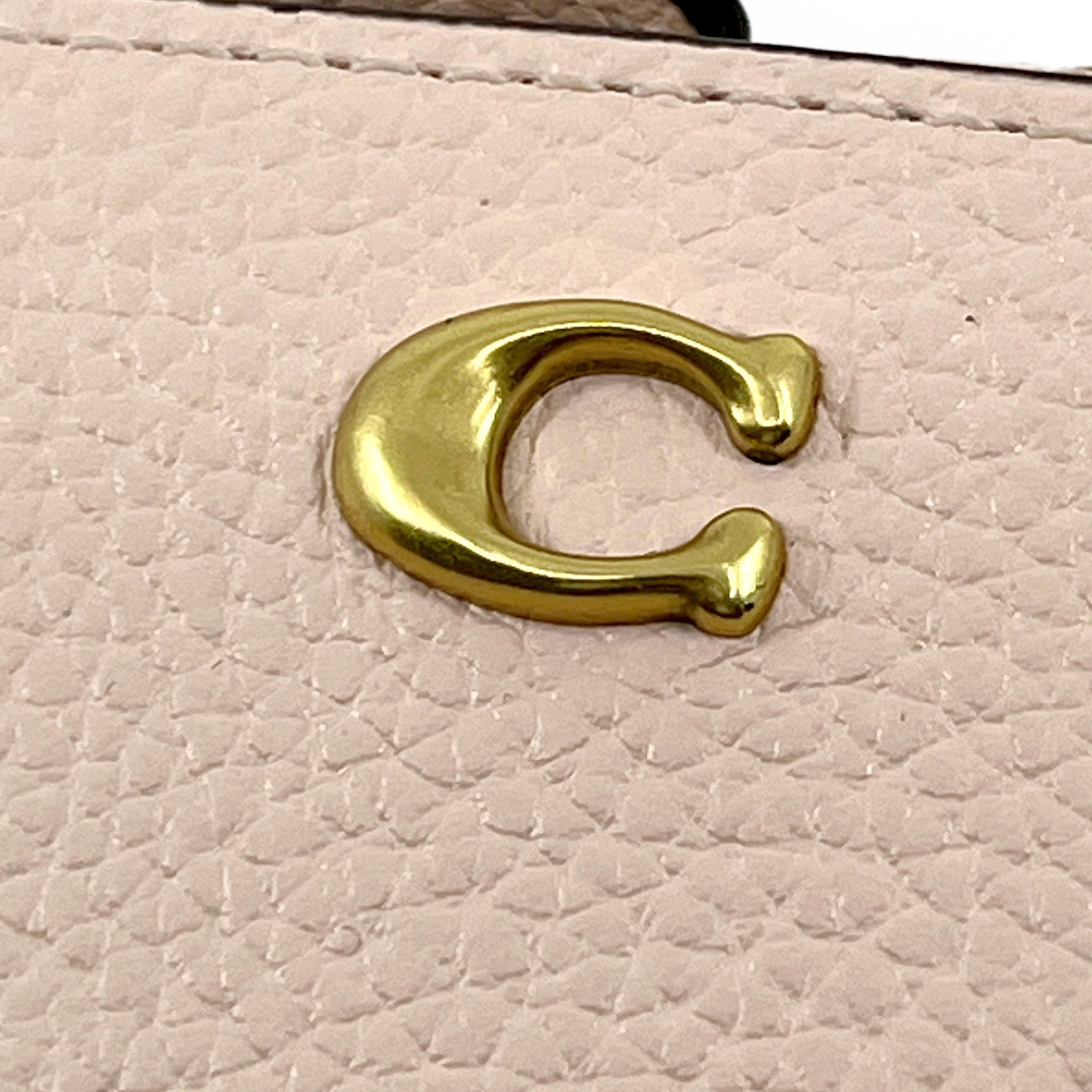 Coach Zip Card Case Coin Purse Light Pink Leather with Key Ring