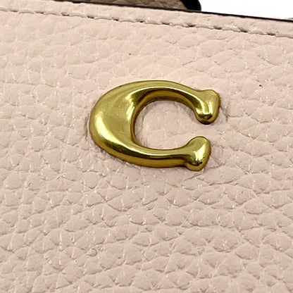 Coach Zip Card Case Coin Purse Light Pink Leather with Key Ring