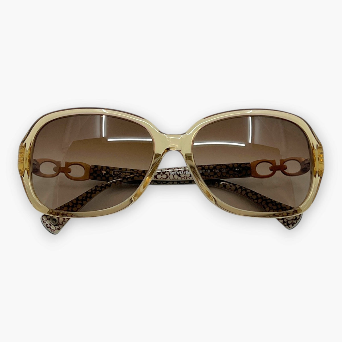 COACH Sunglasses HC8019A L506 Beatrice Sand Brown Frame Signature Temple Logo