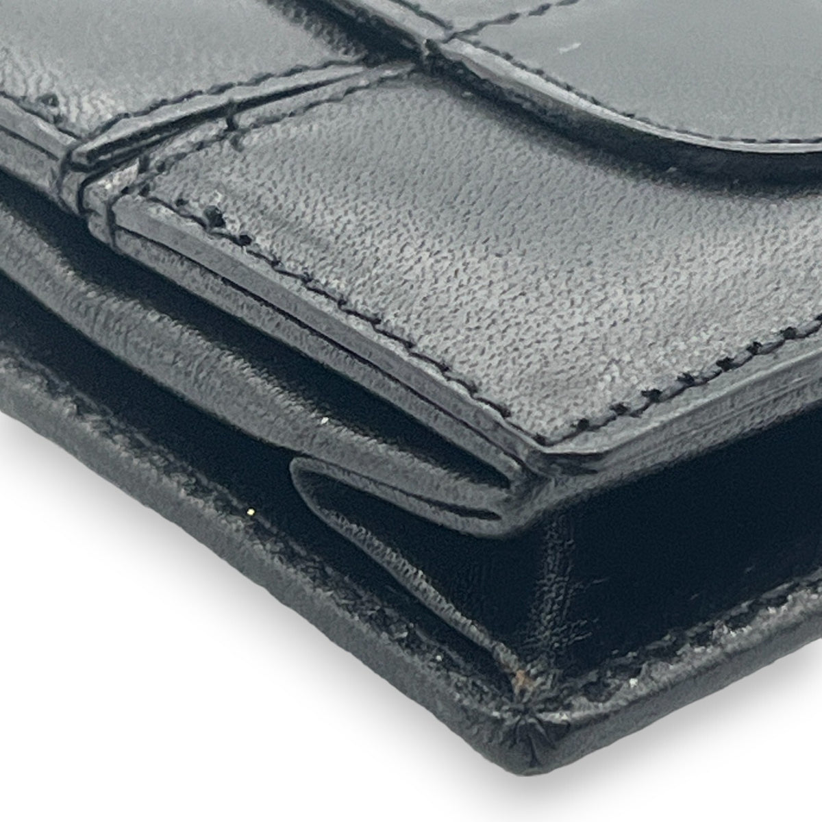 Bally Logo Plated Leather Coin Purse Wallet Black Compact