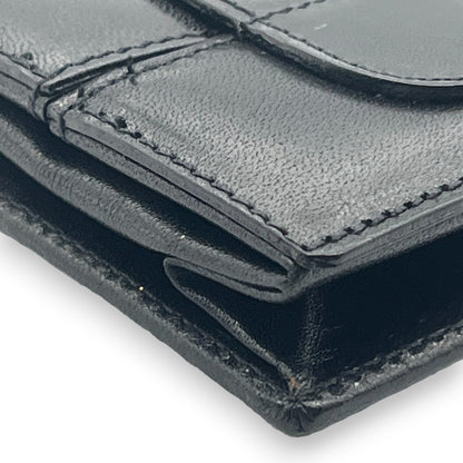 Bally Logo Plated Leather Coin Purse Wallet Black Compact