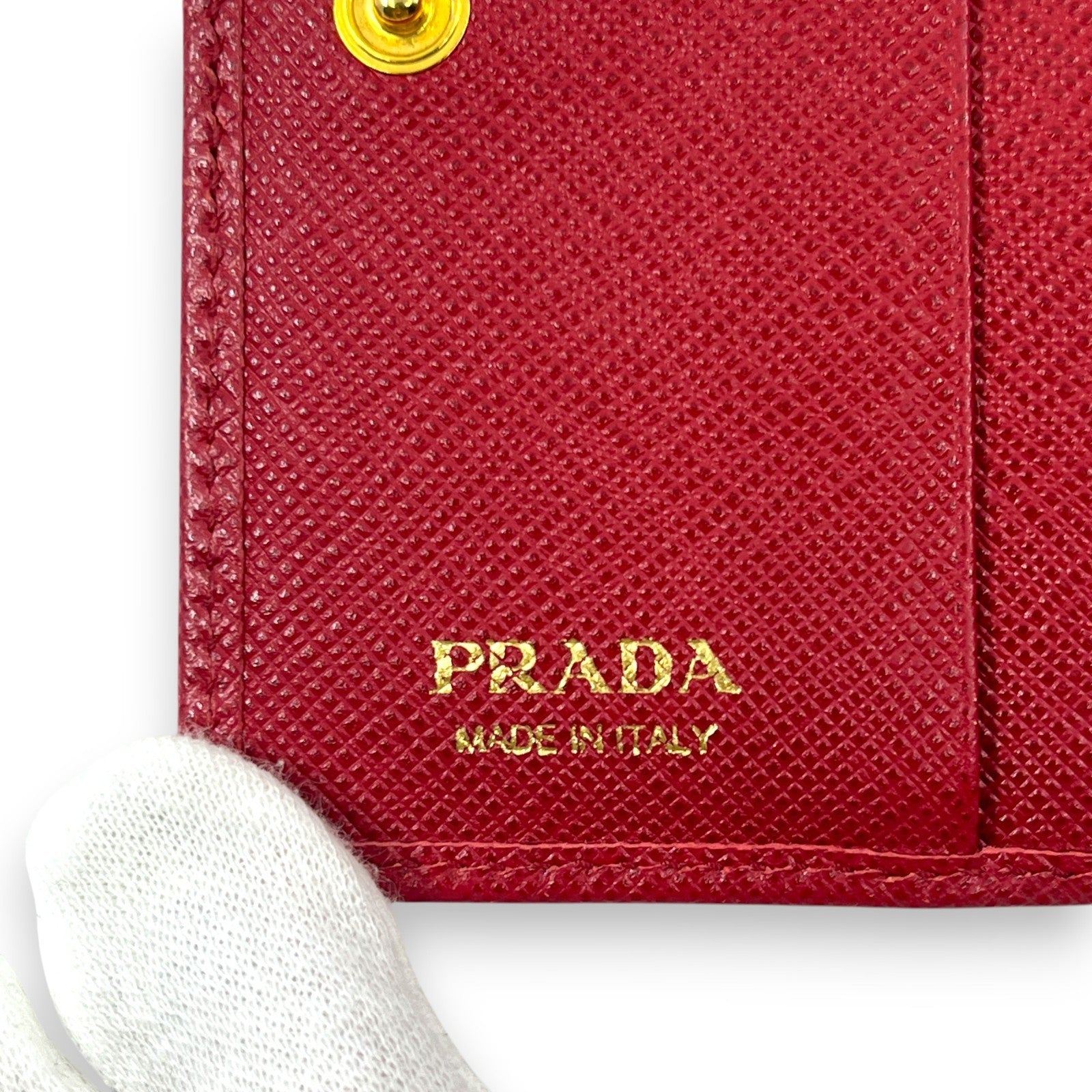 Prada Saffiano Leather Bifold Compact Wallet in Red w/ Box