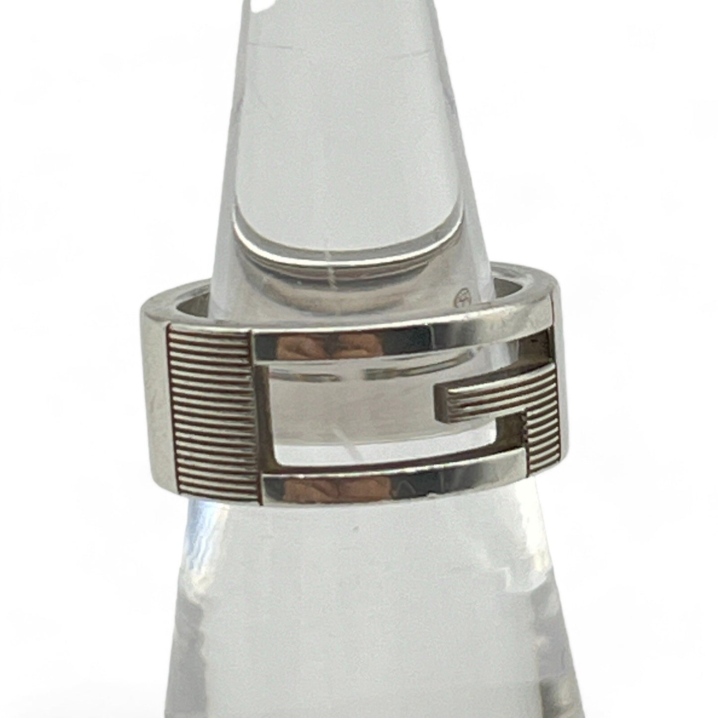 Gucci G Logo Ring Silver 925 Size 5 w/Box & Storage Bag