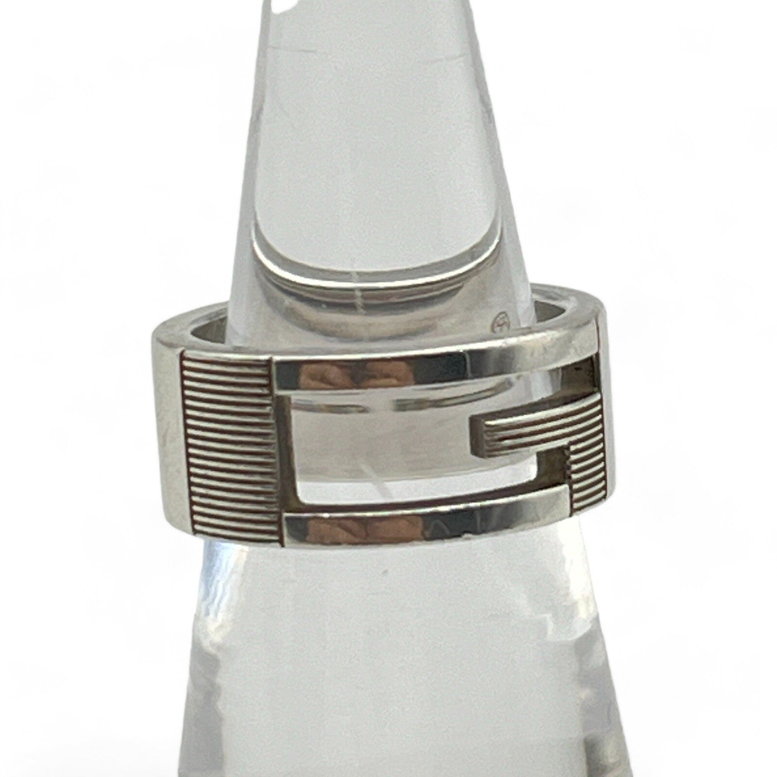 Gucci G Logo Ring Silver 925 Size 5 w/Box & Storage Bag