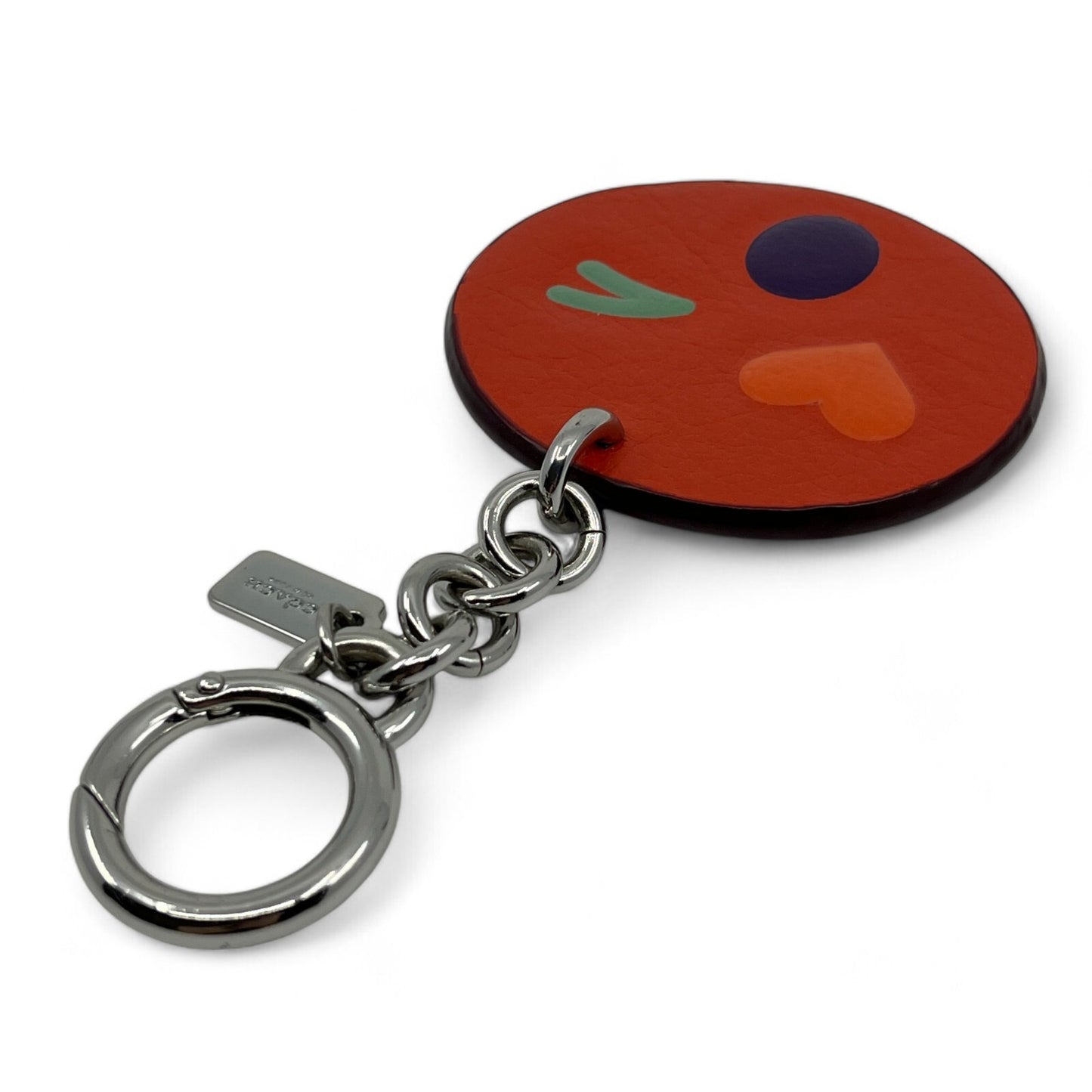 Coach Winky Emoji Leather Keychain Bag Charm in Orange
