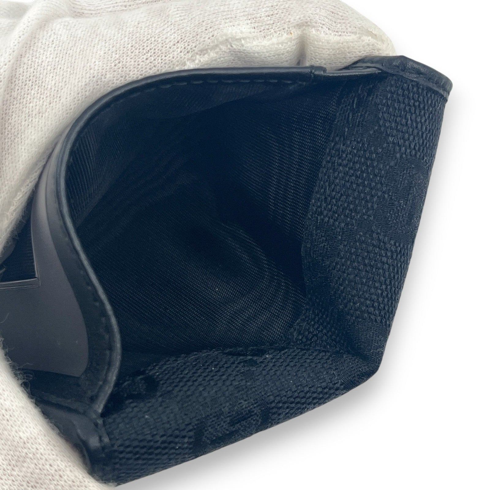 Gucci GG Canvas Card Holder Navy with Matching Leather Trim w/ Box