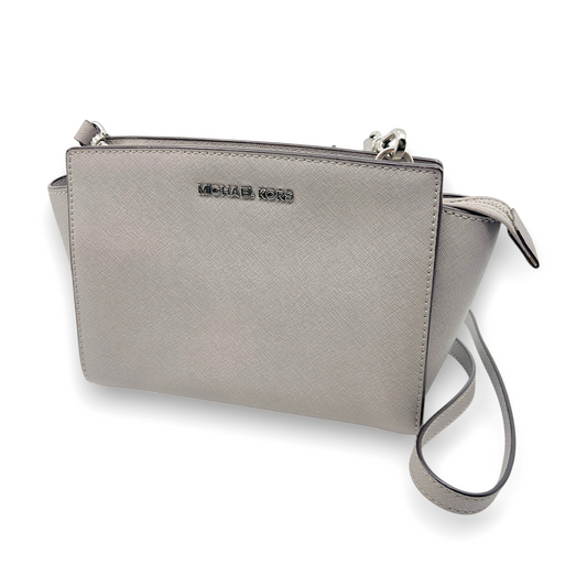 MICHAEL KORS Saffiano Leather Shoulder Bag Gray Crossbody Medium
