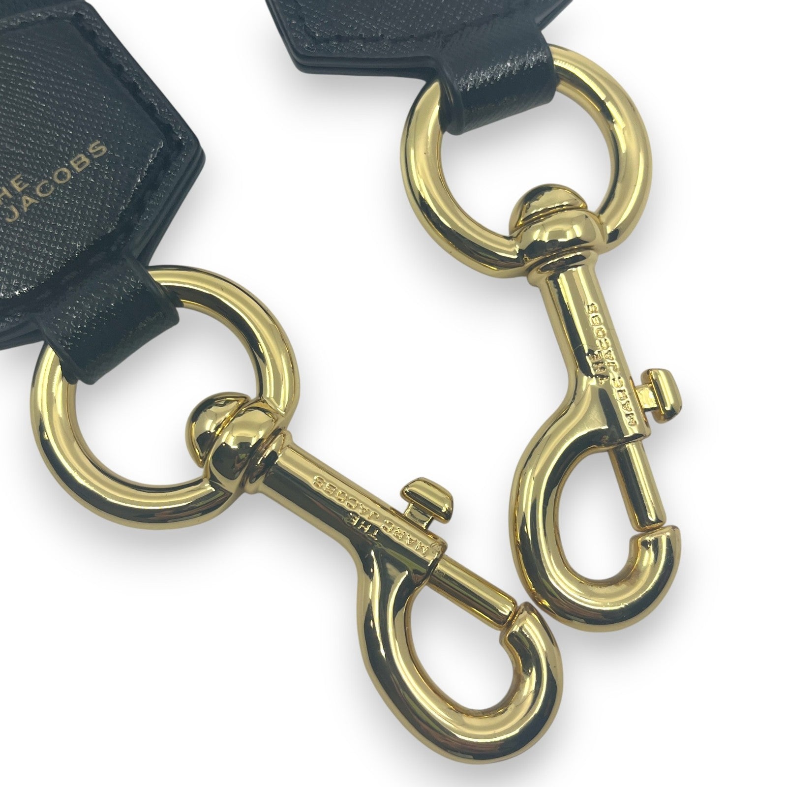 Marc Jacobs Adjustable Webbing Strap Black Gold with White Woven Logo