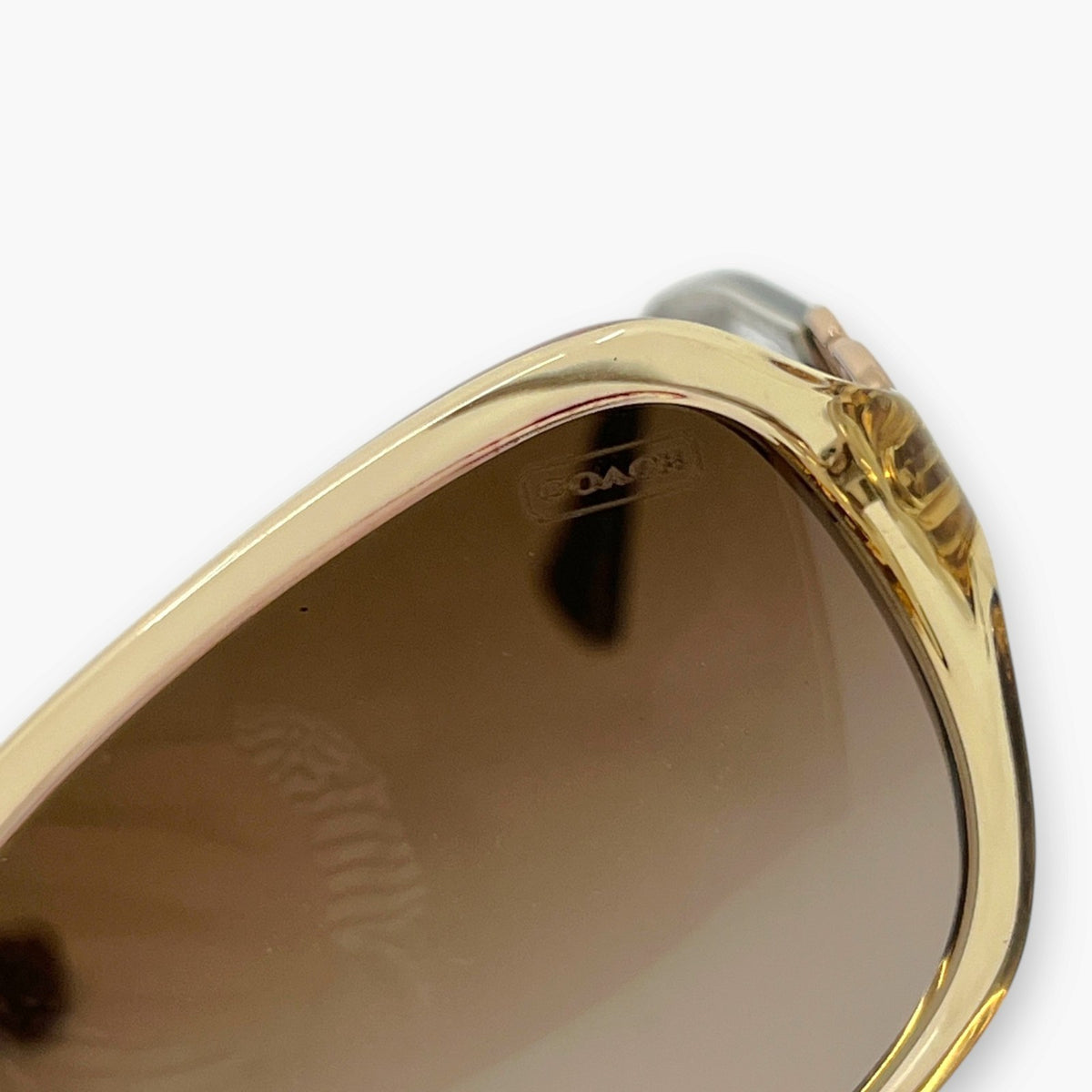 COACH Sunglasses HC8019A L506 Beatrice Sand Brown Frame Signature Temple Logo