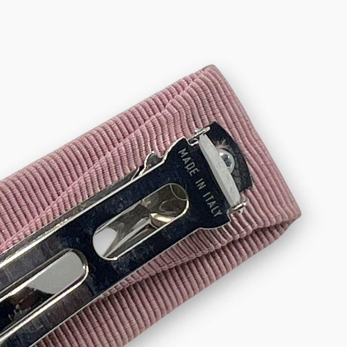 Salvatore Ferragamo Vara Bow Hair Clip Barrette Pink Silver-tone  w/ Box
