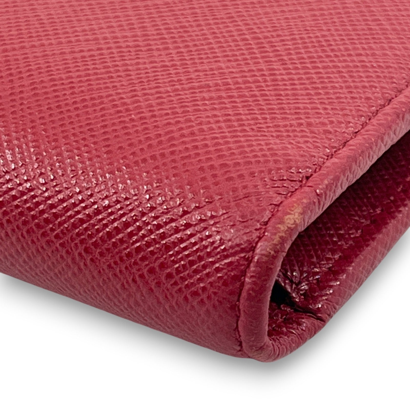 Prada Saffiano Leather Bifold Compact Wallet in Red w/ Box