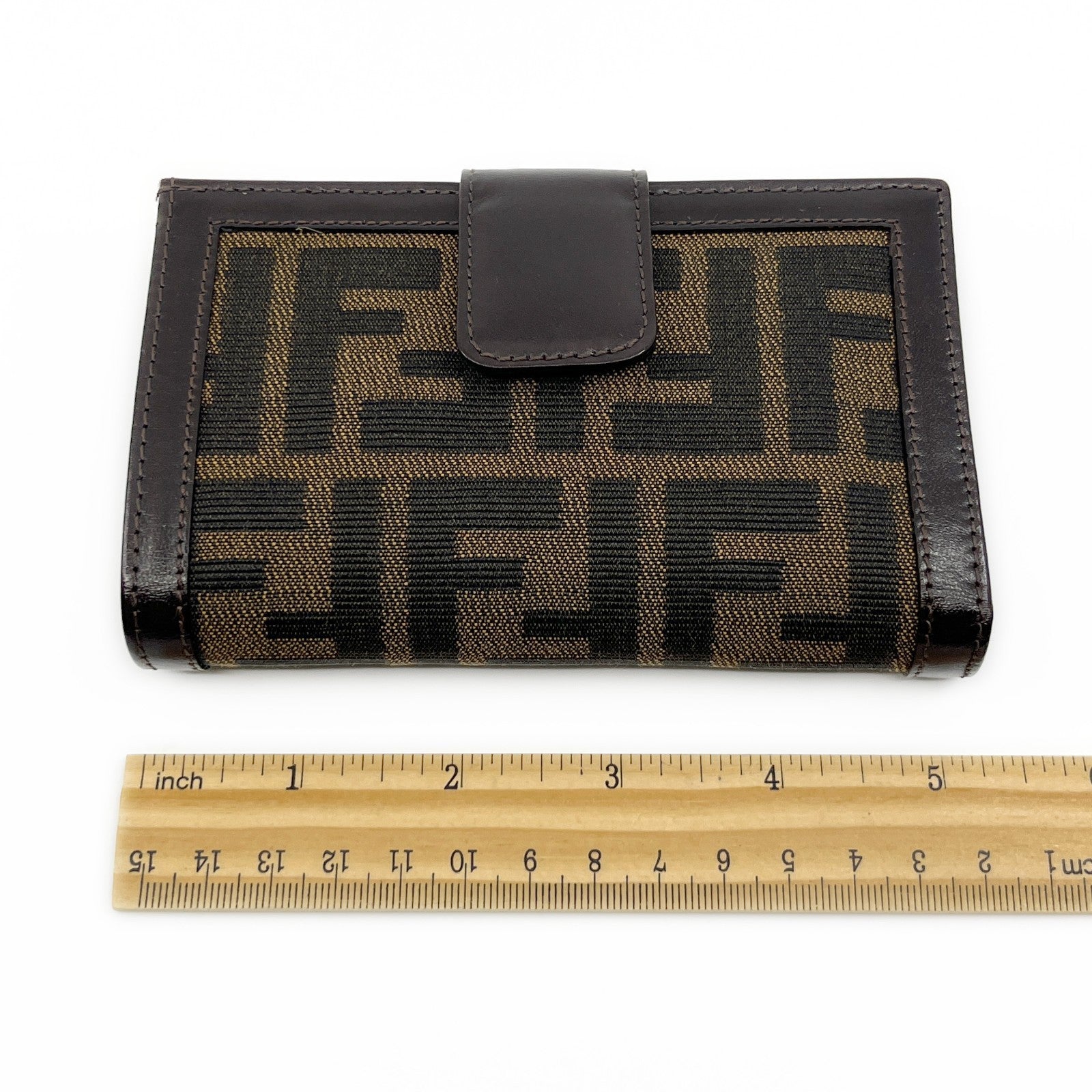 Fendi Zucca  Canvas Leather Bifold Wallet in Brown /w Box