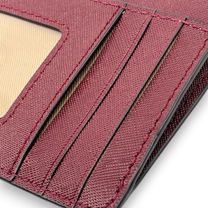 Marc Jacobs Burgundy Leather Zip Card Case Wallet Key Ring ID Window