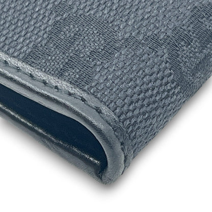 Gucci GG Canvas Card Holder Navy with Matching Leather Trim w/ Box