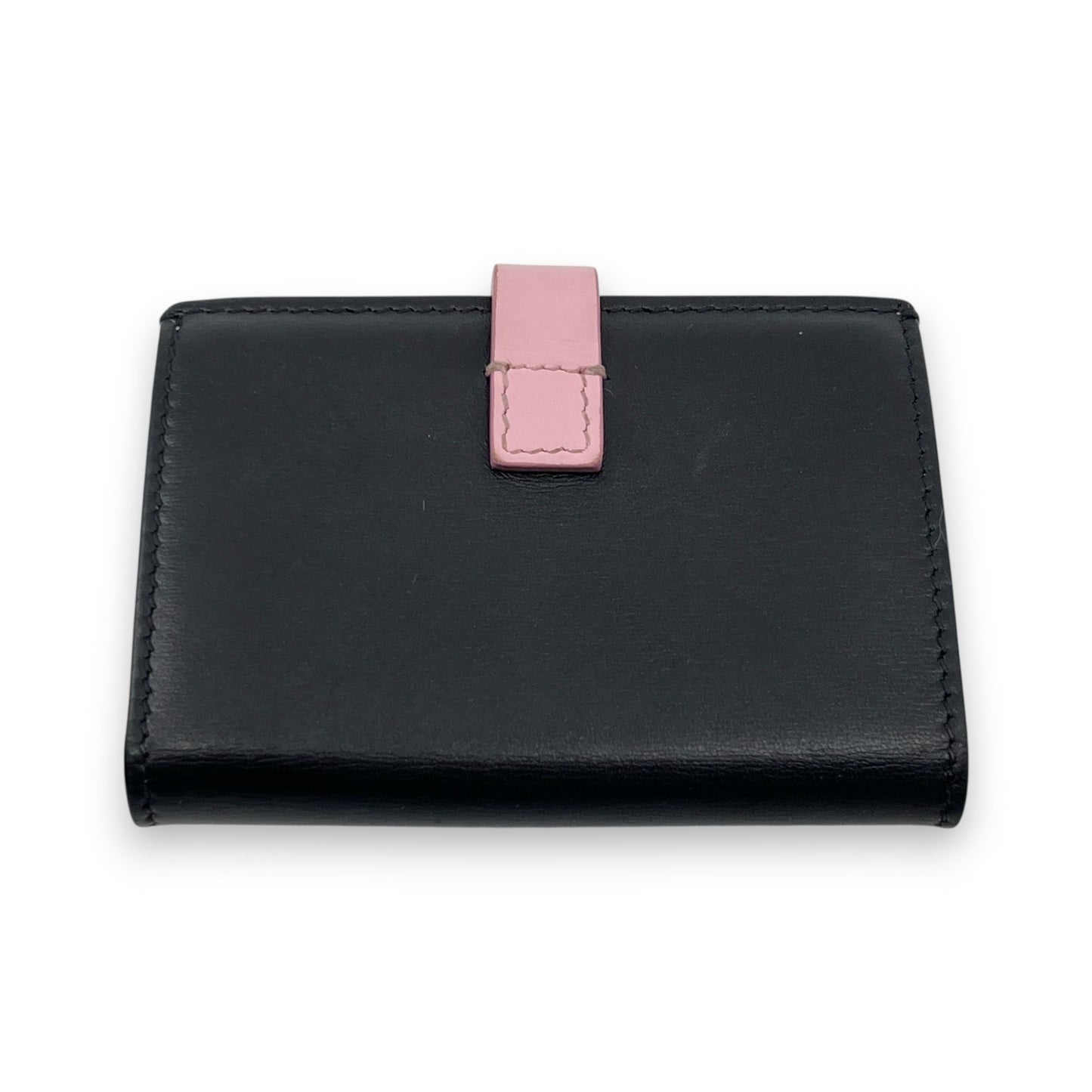 Celine Black Pink Leather Card Holder with Snap Tab