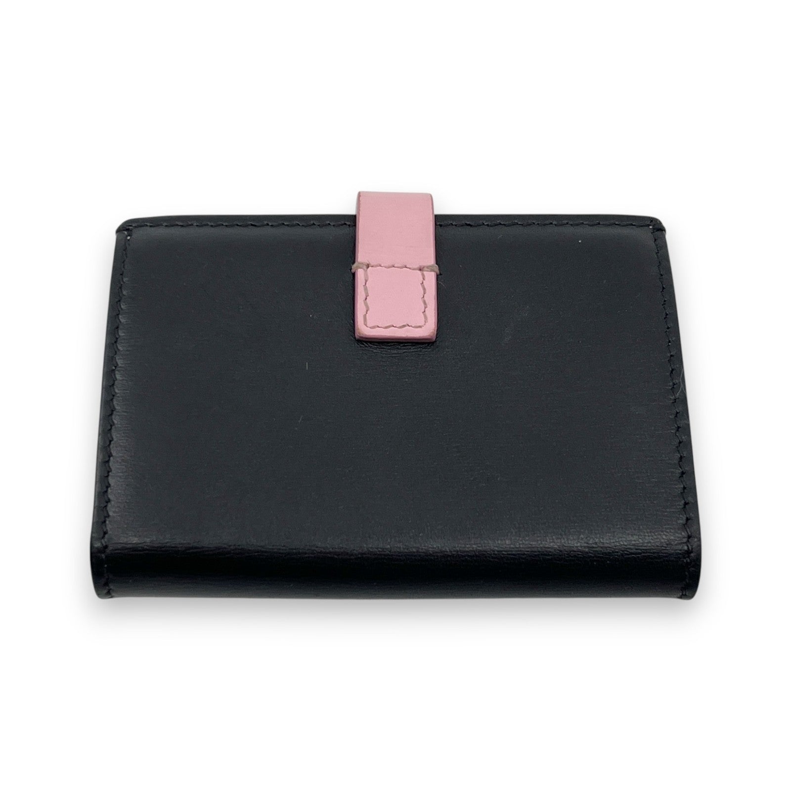Celine Black Pink Leather Card Holder with Snap Tab