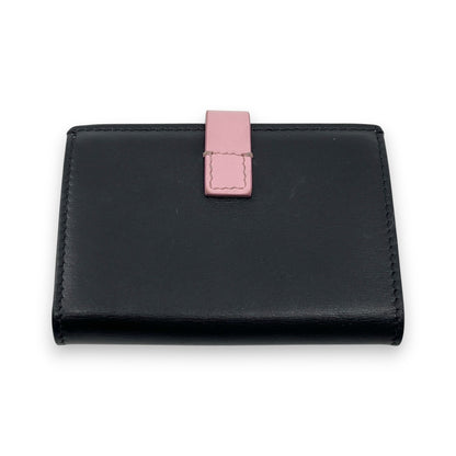 Celine Black Pink Leather Card Holder with Snap Tab