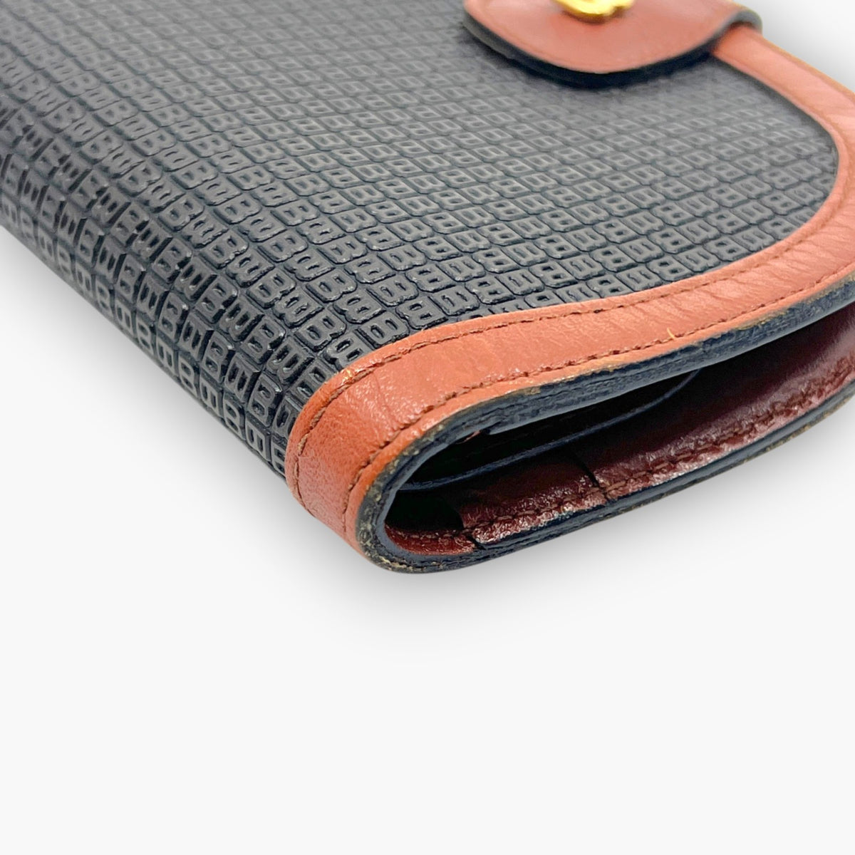 BALLY Vintage Coin Purse Wallet Leather Brown Black B Logo Made in Italy Compact