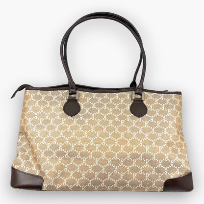 Roberta di Camerino Nylon Tote Bag Monogram Beige Brown Made in Italy Vintage