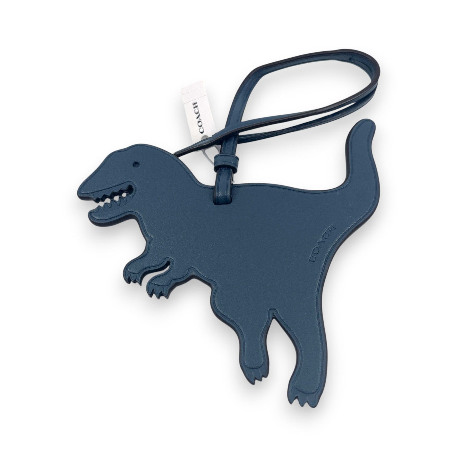 Coach Rexy Dinosaur Bag Charm Keychain Dark Blue Leather C6294G