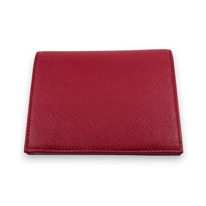 Prada Saffiano Leather Bifold Compact Wallet in Red w/ Box