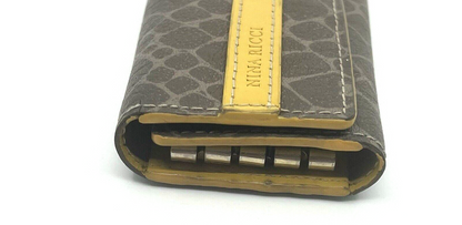 Nina Rich Leather Shoulder Bag Brown Key Case Necklace 3 Set