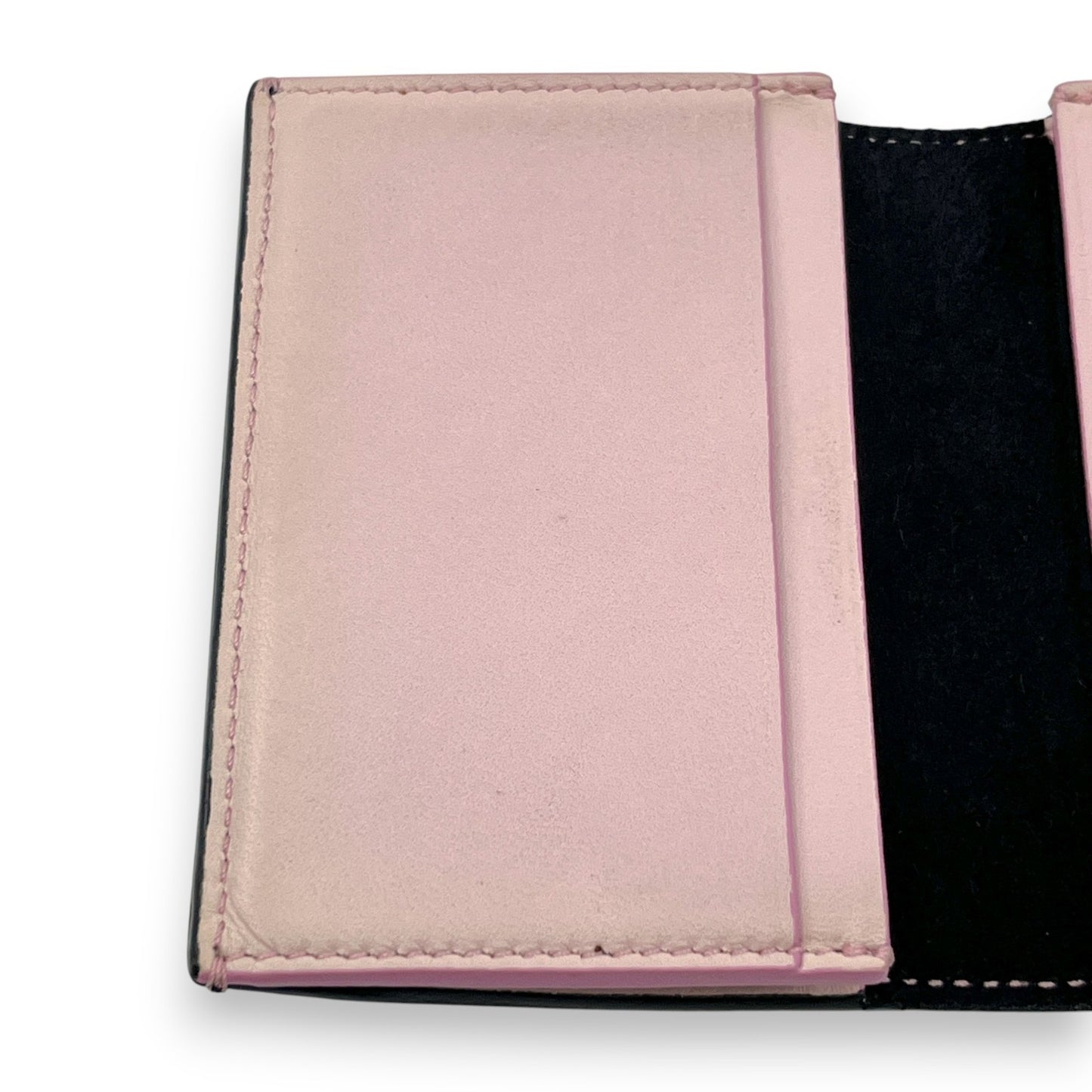 Celine Black Pink Leather Card Holder with Snap Tab