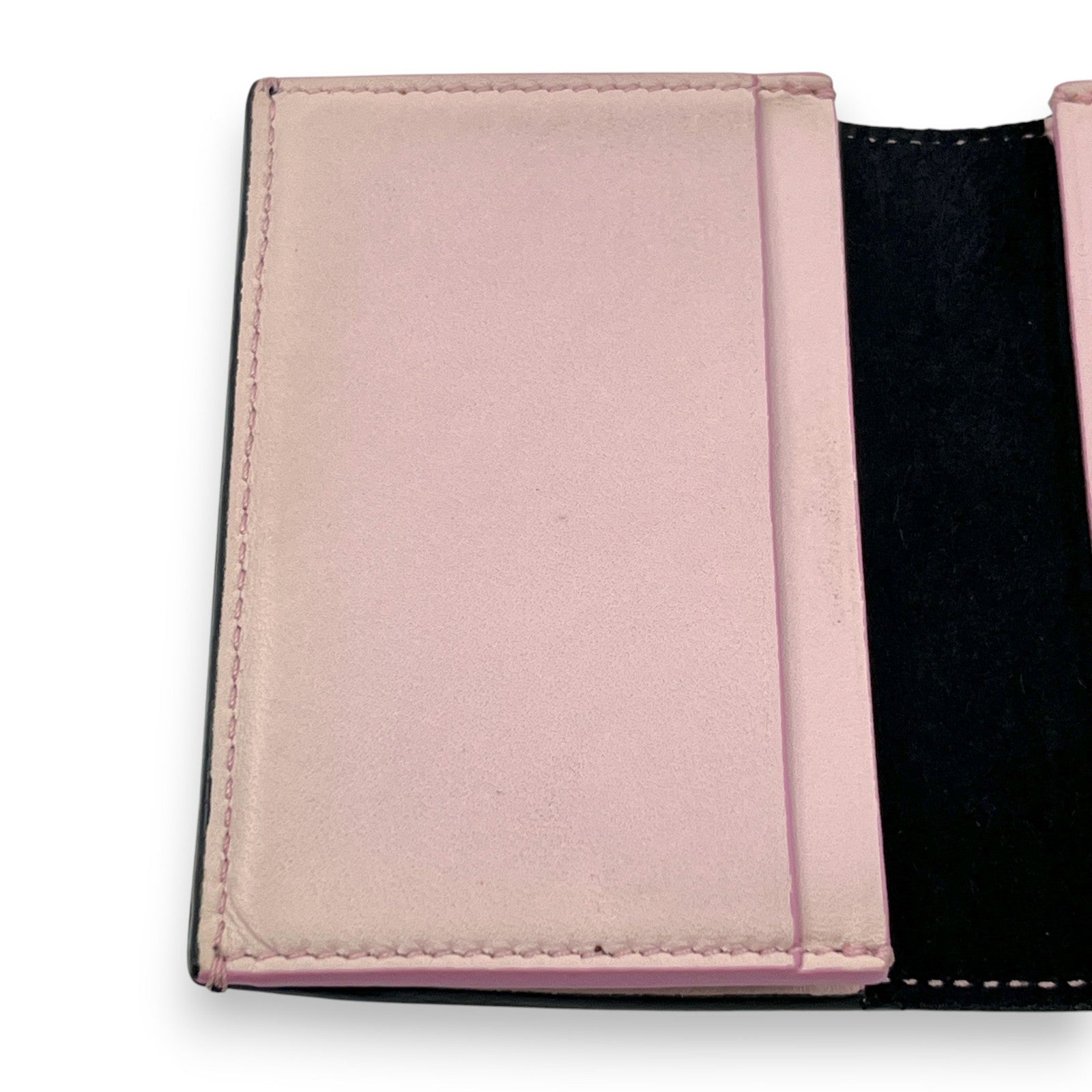 Celine Black Pink Leather Card Holder with Snap Tab