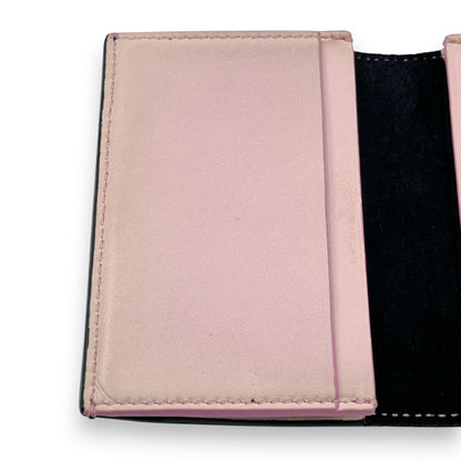 Celine Black Pink Leather Card Holder with Snap Tab