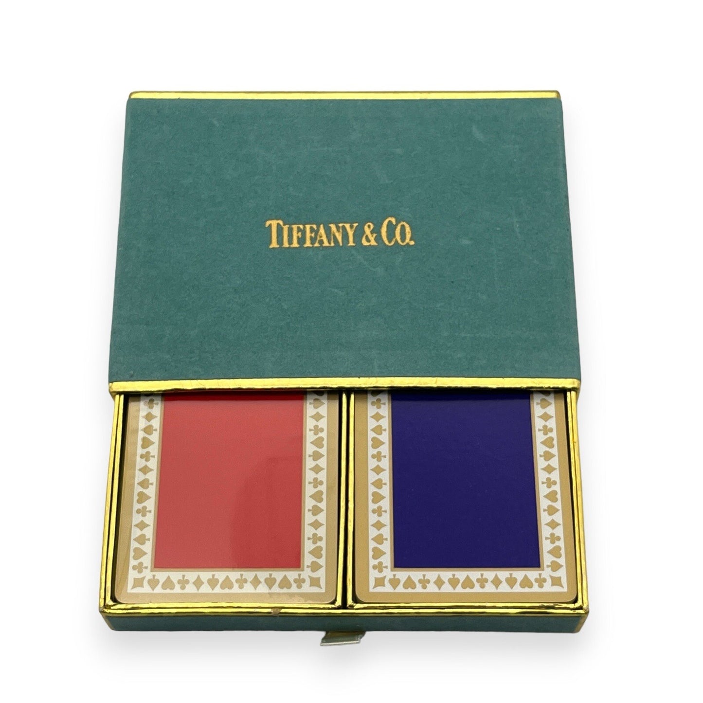 Tiffany & Co. Double Deck Playing Cards In Velvet Box Blue and Red