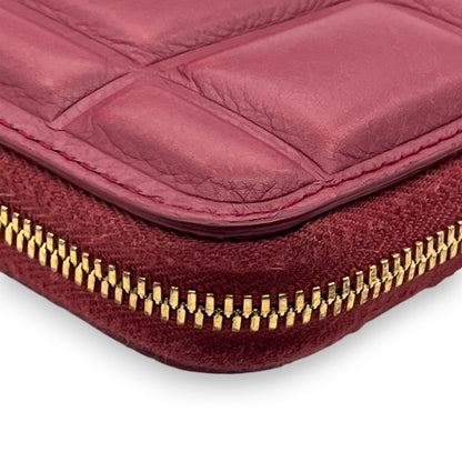 Bottega Veneta Padded Paper Calf Mini Wallet Burgundy Red Zipper