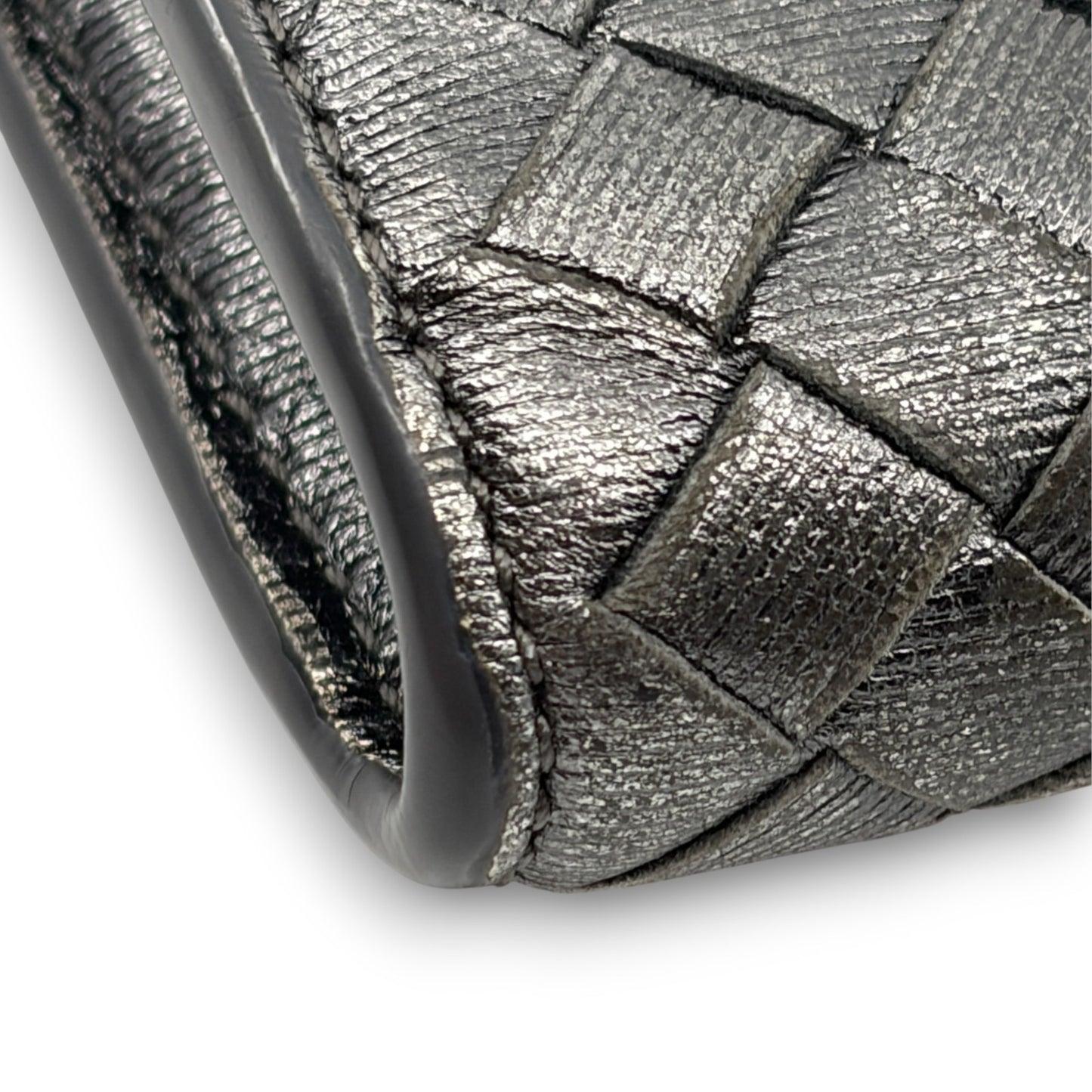 Bottega Veneta Intrecciato Long Wallet Silver Leather w/ Box