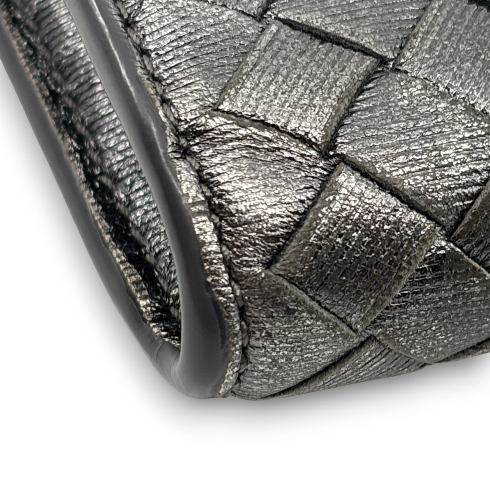 Bottega Veneta Intrecciato Long Wallet Silver Leather w/ Box