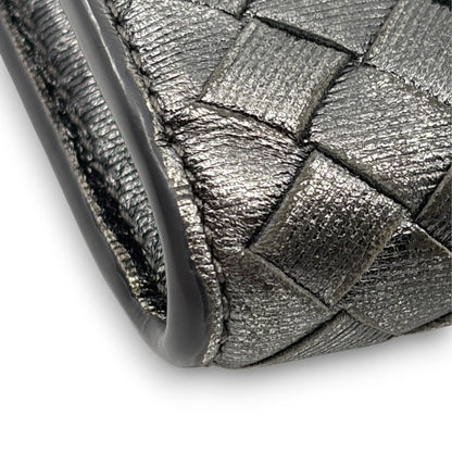 Bottega Veneta Intrecciato Long Wallet Silver Leather w/ Box