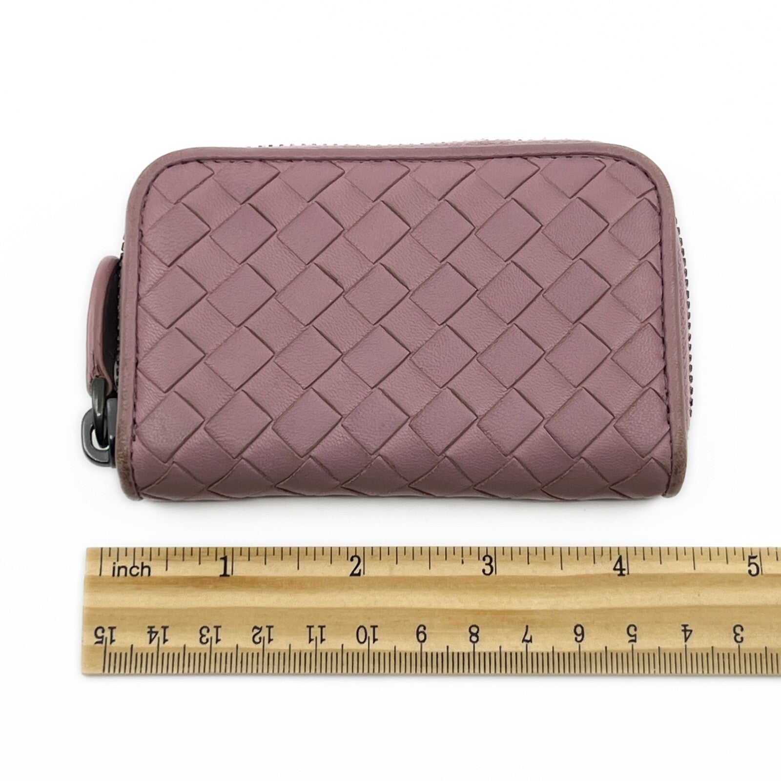 Bottega Veneta Intrecciato Leather Compact Zip-Around Wallet Pink