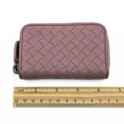 Bottega Veneta Intrecciato Leather Compact Zip-Around Wallet Pink