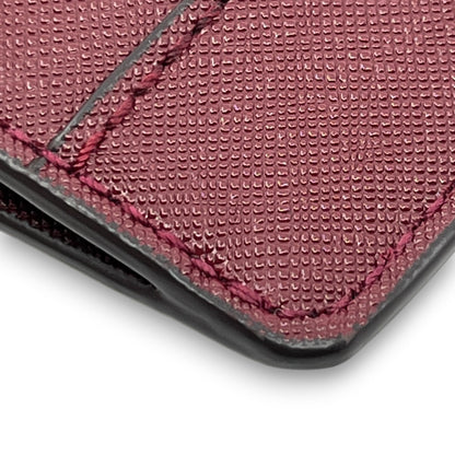 Marc Jacobs Burgundy Leather Zip Card Case Wallet Key Ring ID Window
