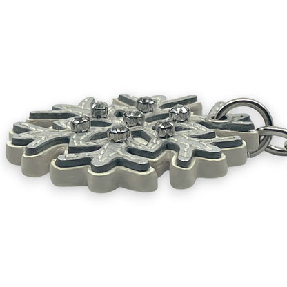 Coach Snowflake Keychain Bag Charm in Silver with Rhinestone