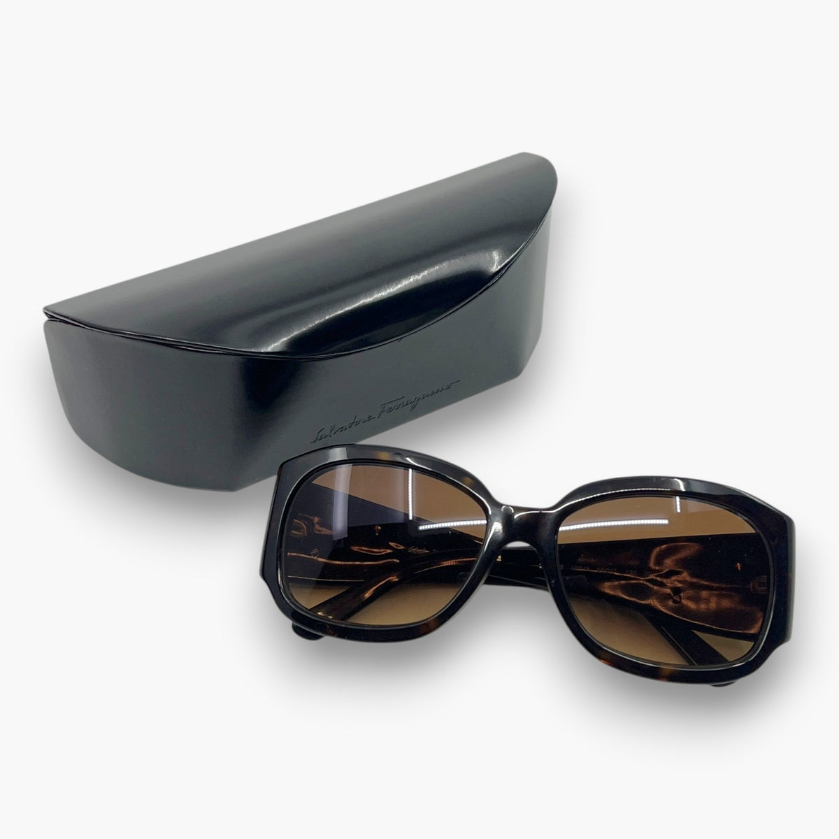 Ferragamo Rhinestone Sunglasses Brown Tortoise 2146-B W/ Case Box