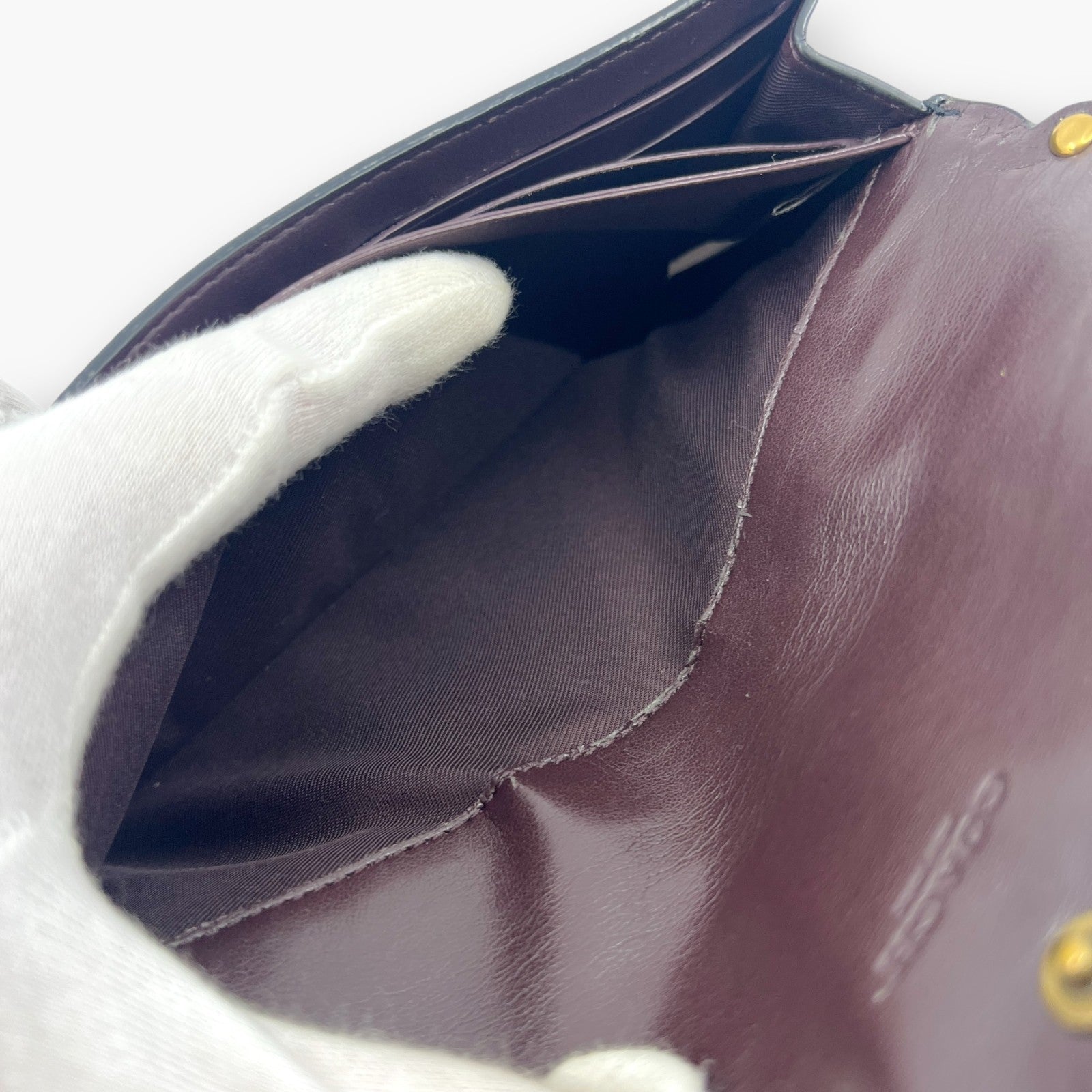 Coach Studded Scallop Flap Long Wallet Snap Closure Black Leather