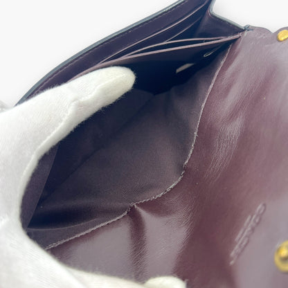 Coach Studded Scallop Flap Long Wallet Snap Closure Black Leather